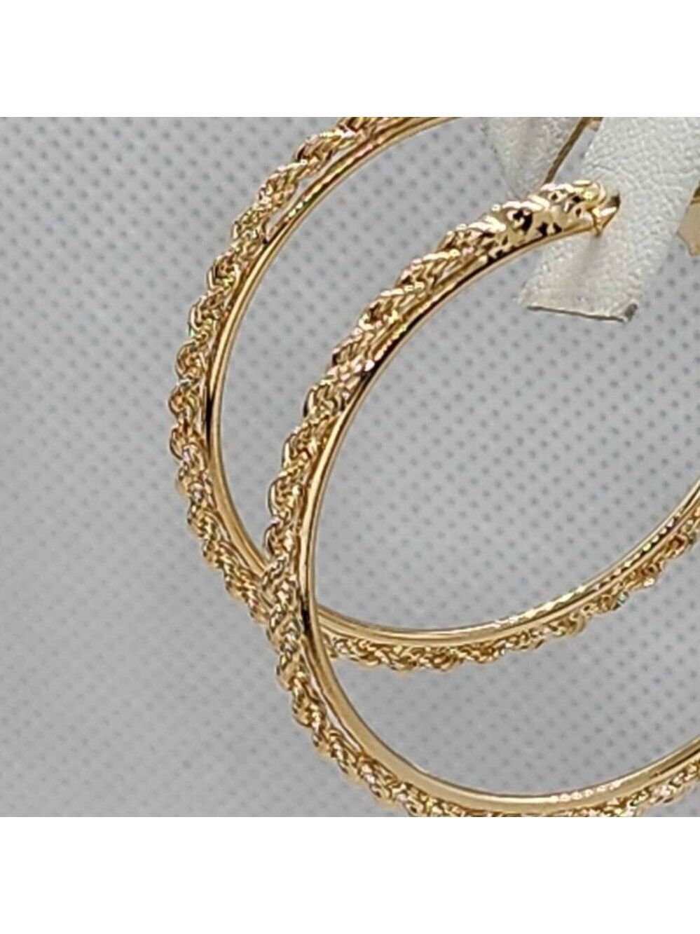 Brand New Brazilian 18k Gold Filled Twist Design Hoops Earrings - Picture 4 of 4